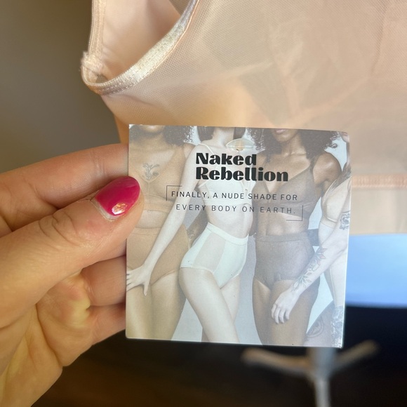 NAKED REBELLION nude mesh v neck shear bra | small - Picture 3 of 7